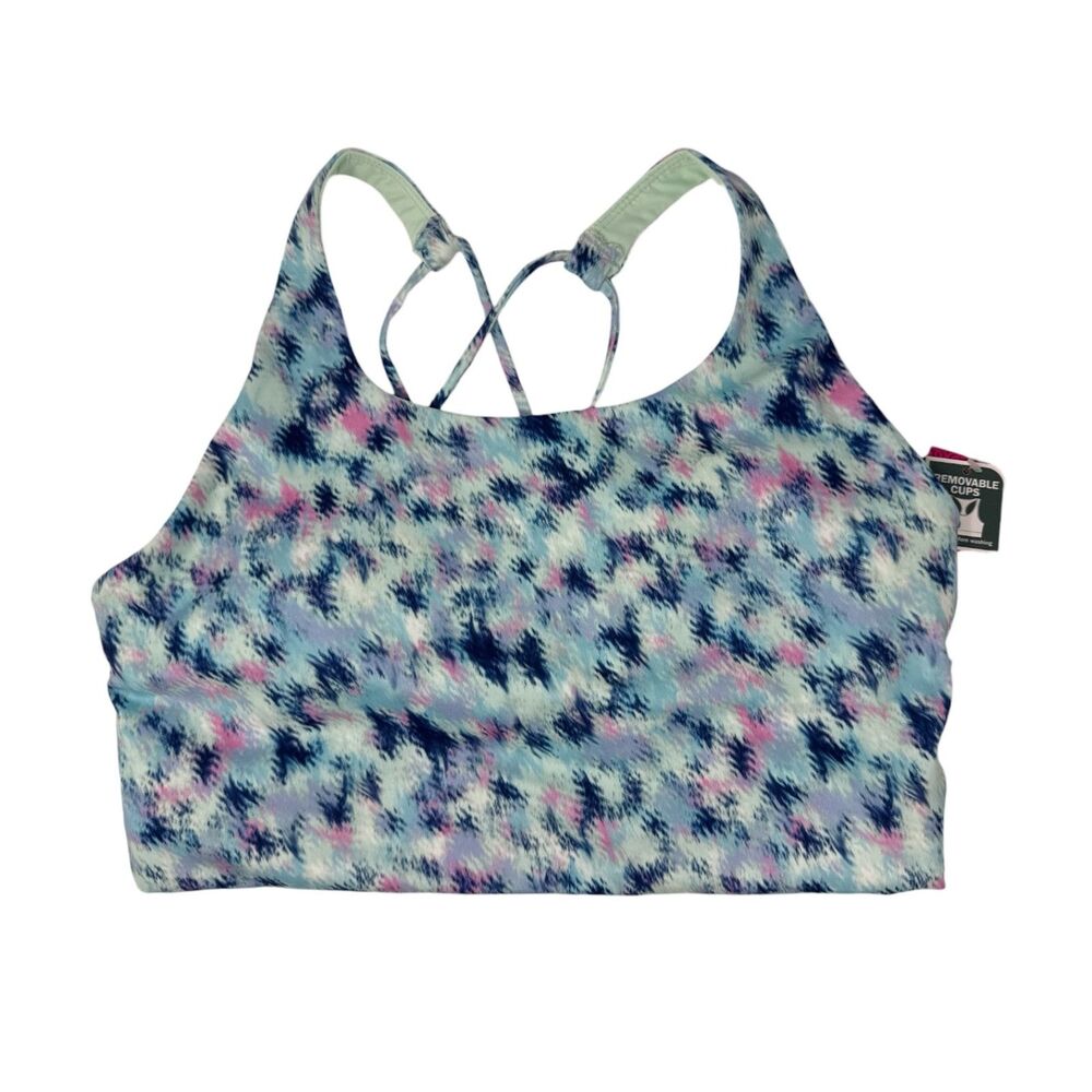 Athletic Sports Bra Large MTA Blue Teal fast dri medium support NEW
